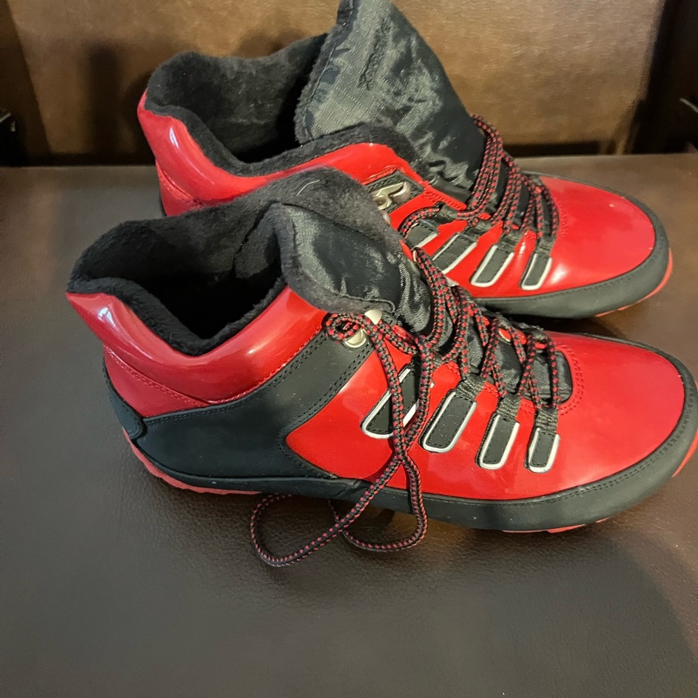 Red and Black High-Top Sneakers